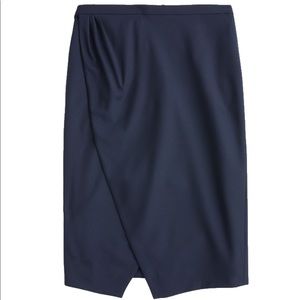 J Crew navy faux wrap pencil skirt new 2P